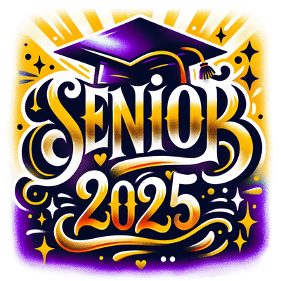 Purple Cap Senior 2025 Airbrushed DTF (direct-to-film) Transfer