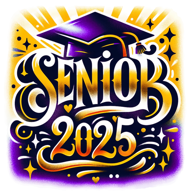 Purple Cap Senior 2025 Airbrushed DTF (direct-to-film) Transfer