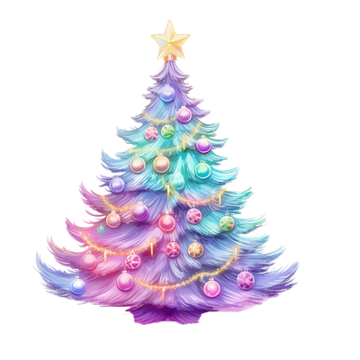 Purple Christmas Tree With Ornaments Hanging DTF (direct-to-film) Transfer