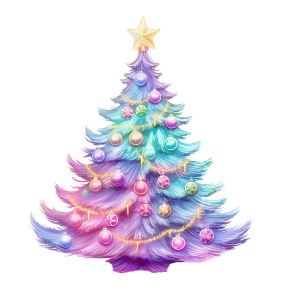 Purple Christmas Tree With Ornaments Hanging DTF (direct-to-film) Transfer