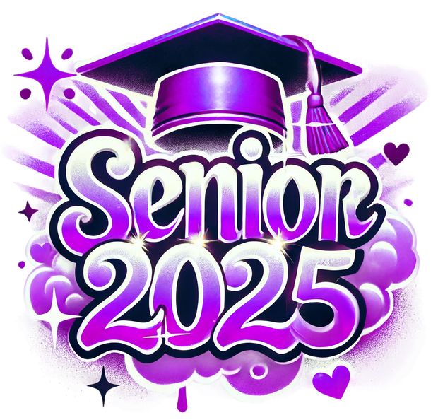 Purple Drip Senior 2025 Airbrushed DTF (direct-to-film) Transfer