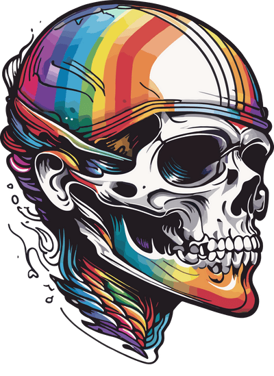Rainbow Skull DTF (direct-to-film) Transfer