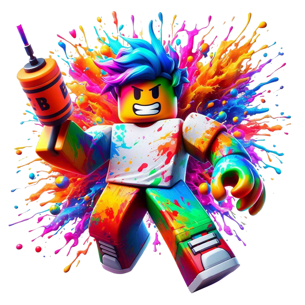 Rainbow Splatter Color Drip Roblox DTF (direct-to-film) Transfer