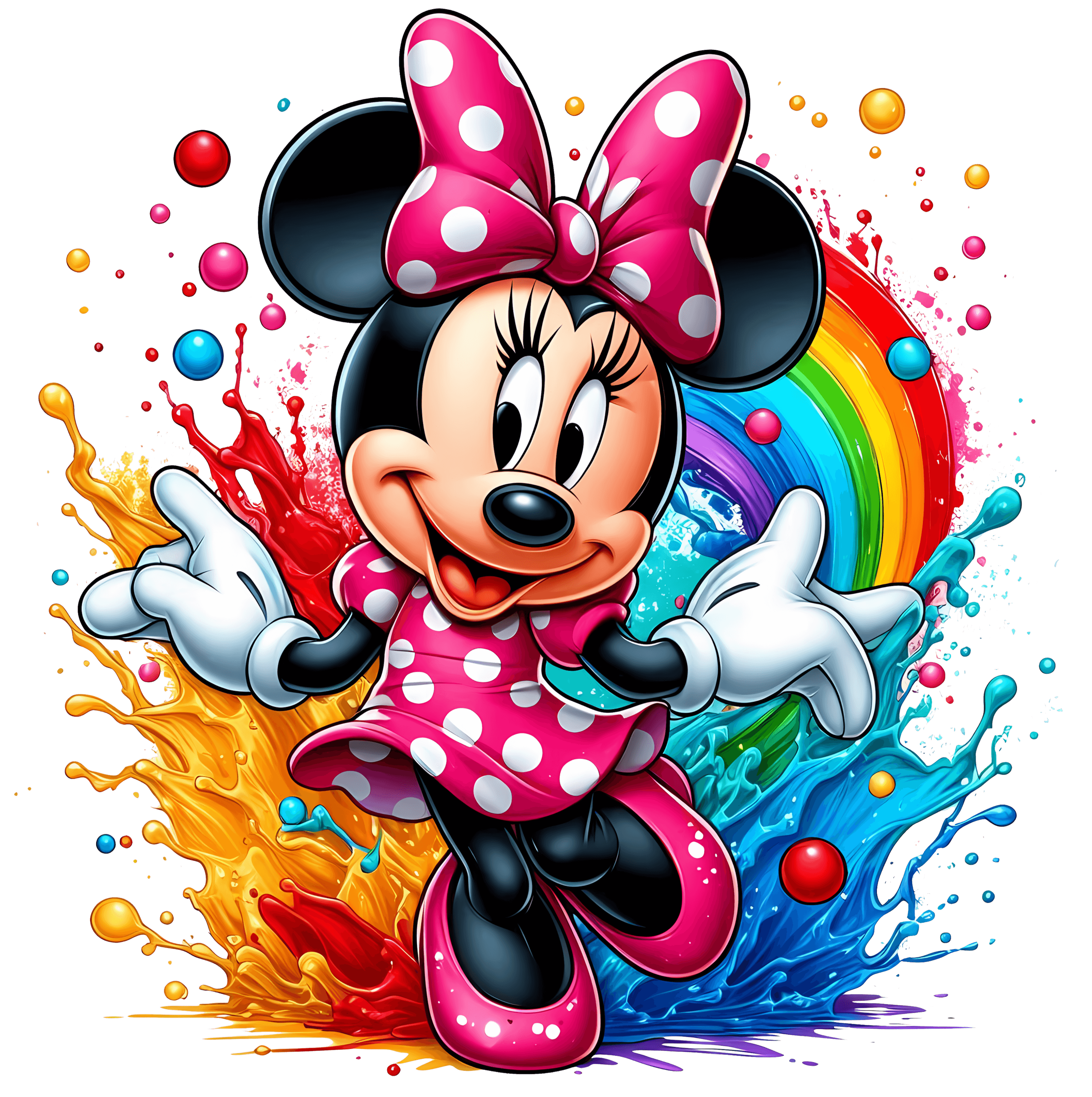 Minnie Color:blue Rainbow & Minnie Color Drip DTF (direct-to-film) Transfer – Twisted ...