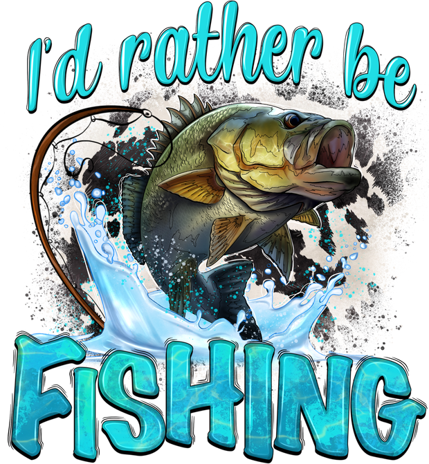 Rather Be Fishing Blue Font DTF (direct-to-film) Transfer