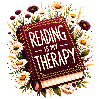 Reading is my Therapy Garnet & Gold DTF (direct-to-film) Transfer