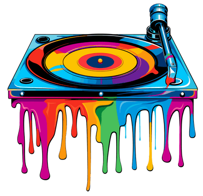 Record Player Color Drip DTF (direct-to-film) Transfer