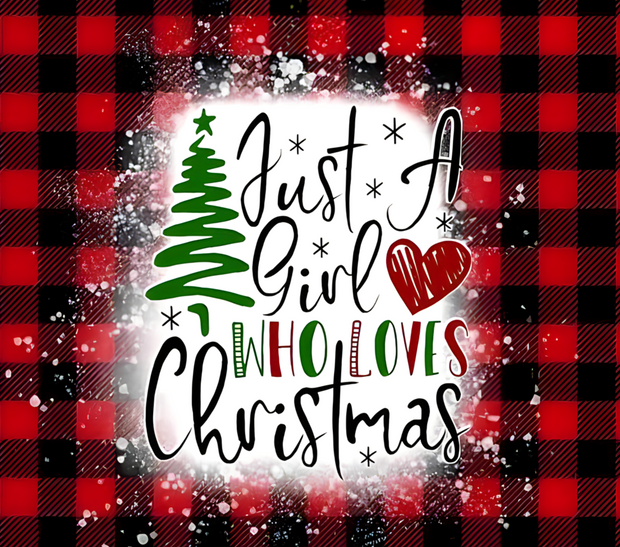 Red Plaid Just a Girl who Loves Christmas 20 oz Skinny Tumbler Wrap