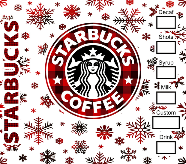 Red Plaid Starbucks Checklist 20 oz Skinny Tumbler Wrap