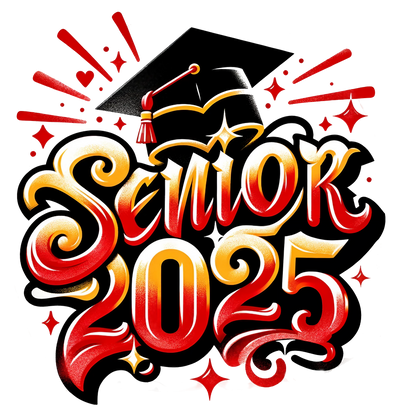 Red Yellow & Black Senior 2025 Airbrushed DTF (direct-to-film) Transfer