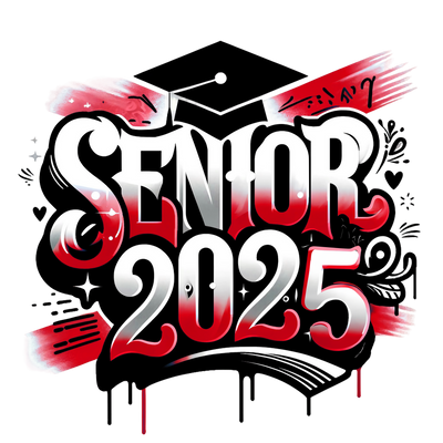 Red & Black Senior 2025 Airbrushed DTF (direct-to-film) Transfer