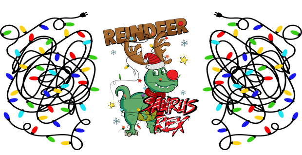 Reindeer Saurus Rex Funny Christmas-animal Christmas-Cartoon Christmas-Christmas Tree-Snowman Christmas 16oz UV DTF Libby Cup Wrap