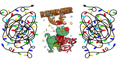 Reindeer Saurus Rex Funny Christmas-animal Christmas-Cartoon Christmas-Christmas Tree-Snowman Christmas 16oz UV DTF Libby Cup Wrap