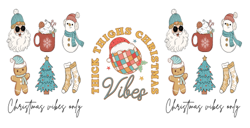 Retro Christmas thick thighs vibes 16oz UV DTF Libby Cup Wrap