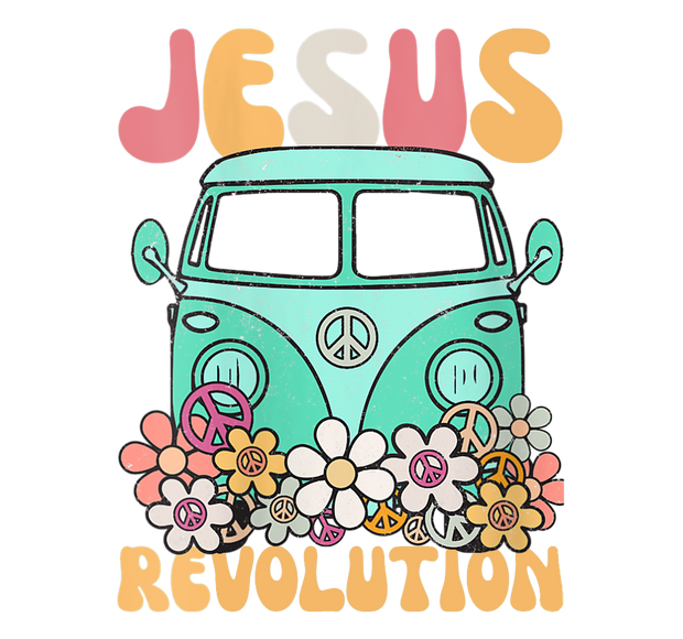 Retro Jesus Revolution Groovy Van DTF (direct-to-film) Transfer