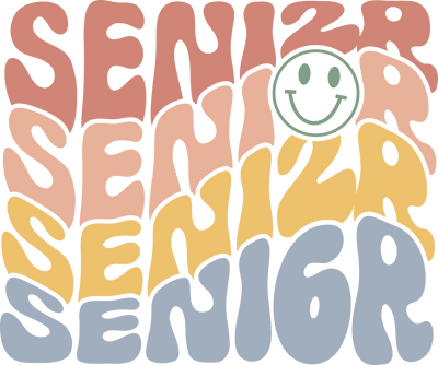 Retro Stacked Senior 2026 with Smiley Face DTF (direct-to-film) Transfer