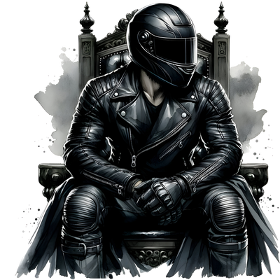 Rider Sitting in Black Chair DTF (direct-to-film) Transfer