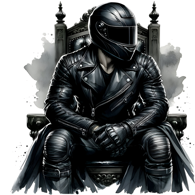 Rider Sitting in Black Chair DTF (direct-to-film) Transfer