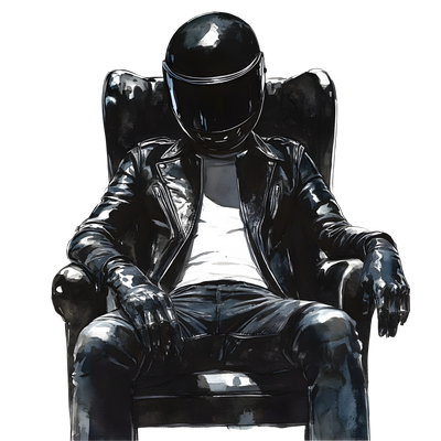 Rider in Black & a White Tee DTF (direct-to-film) Transfer