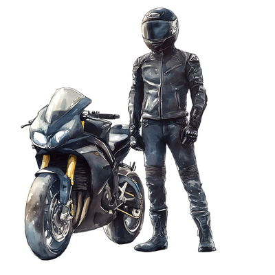 Rider in Black with Speed Bike DTF (direct-to-film) Transfer