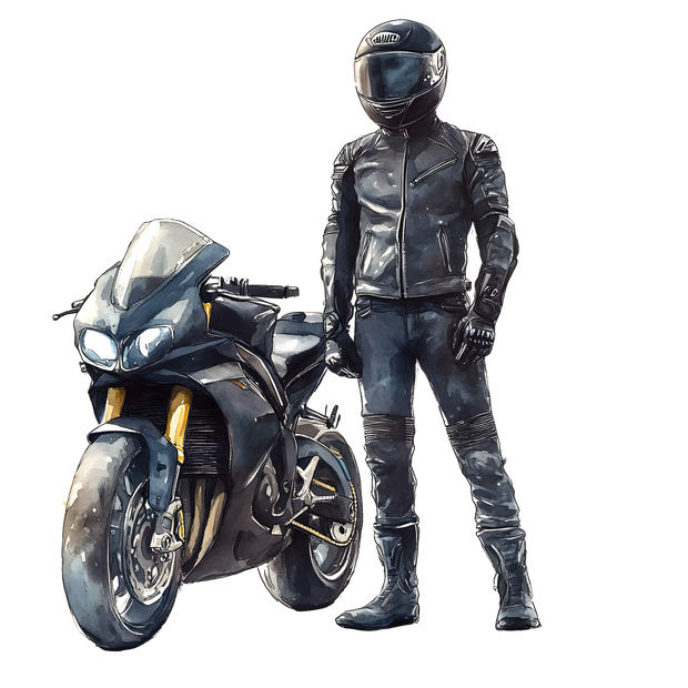 Rider in Black with Speed Bike DTF (direct-to-film) Transfer