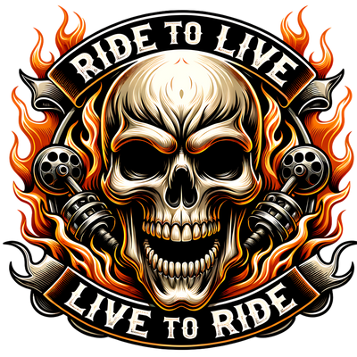 Ride to Live Skull DTF (direct-to-film) Transfer