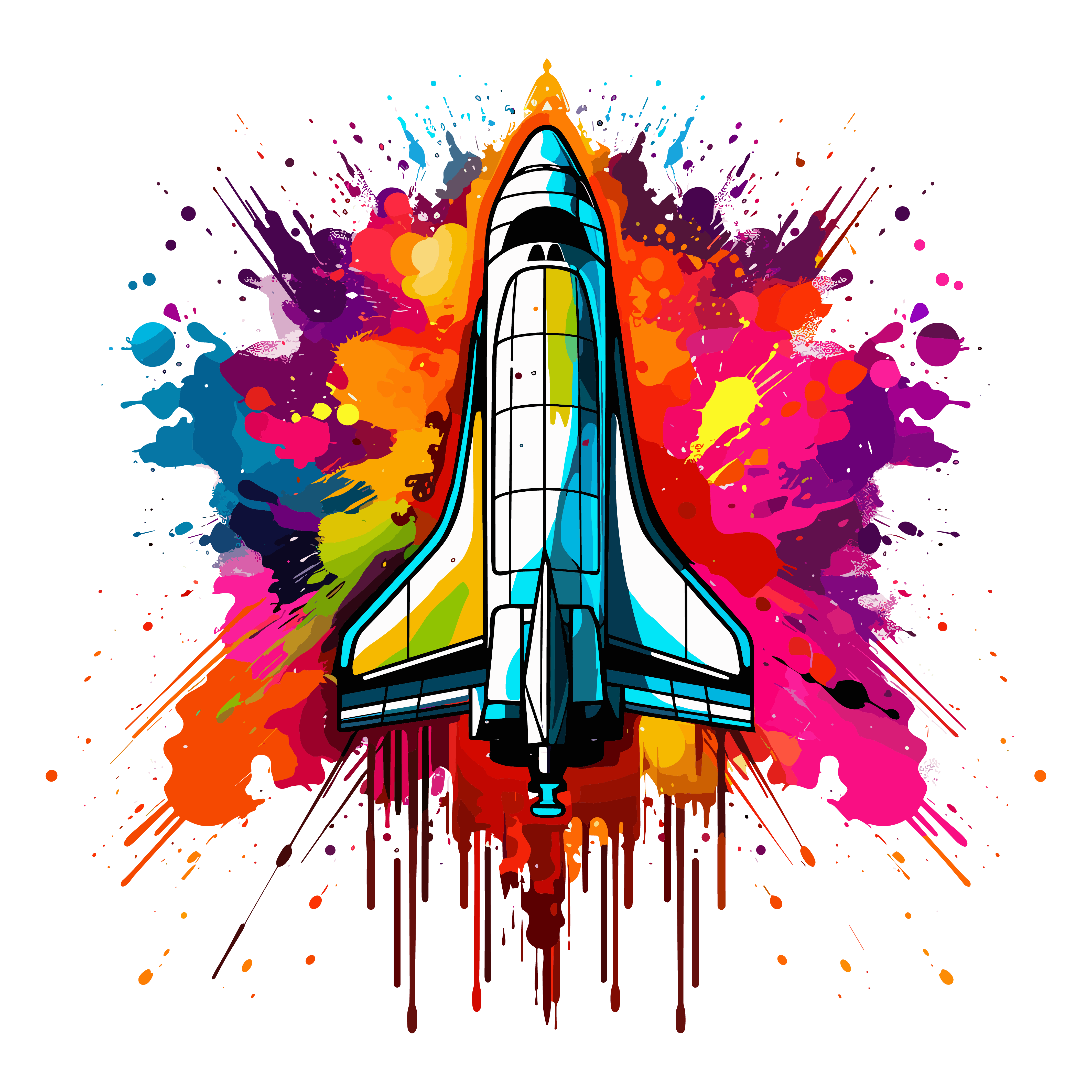 Rocket Ship Color Drip DTF (direct-to-film) Transfer – Twisted Image ...