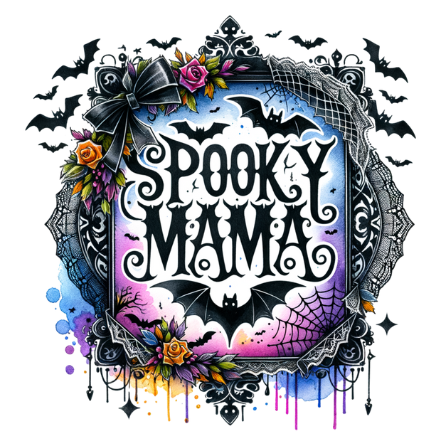 SPOOKY MAMA WATERCOLOR DESIGN DTF (direct-to-film) Transfer
