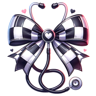STETHOSCOPE WITH CHECKERED BOW DTF (direct-to-film) Transfer