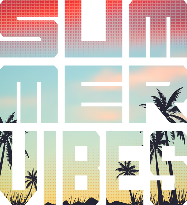 Summer Vibes Halftone Palms DTF (direct-to-film) Transfer