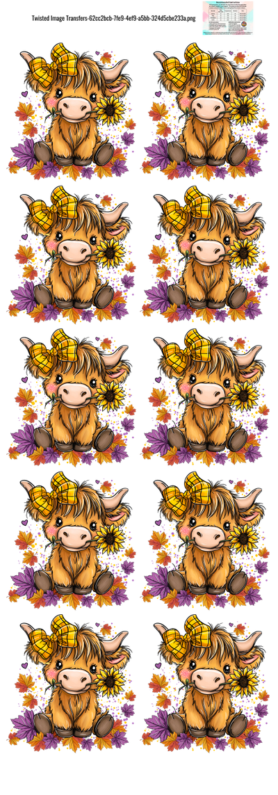 Sunflower Cow 60x22" DTF Ready to Ship Gang Sheet