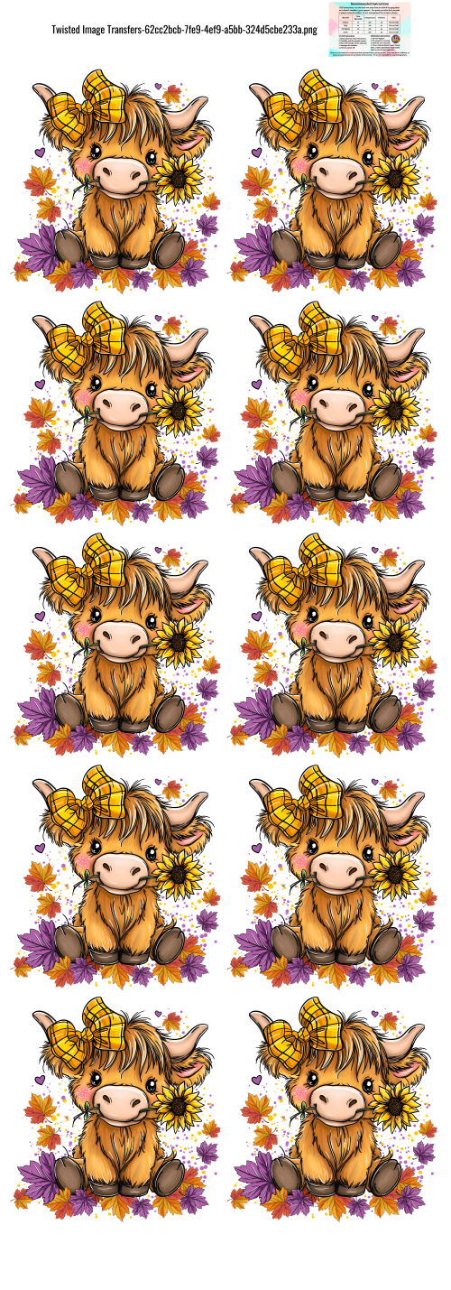 Sunflower Cow 60x22" DTF Ready to Ship Gang Sheet