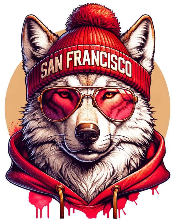 San Fran Red Beanie & Hoodie DTF (direct-to-film) Transfer