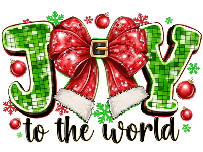 Santa Bow Joy to the World DTF (direct-to-film) Transfer