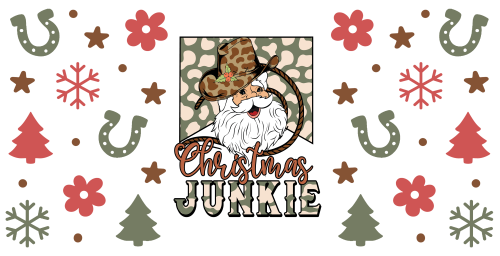 Santa Claus Christmas Junkie-Howdy Christmas-Cowboy Christmas 16oz UV DTF Libby Cup Wrap