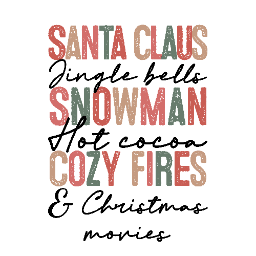 Santa Claus Hot Cocoa Cozy Fires Christmas DTF (direct-to-film) Transfer