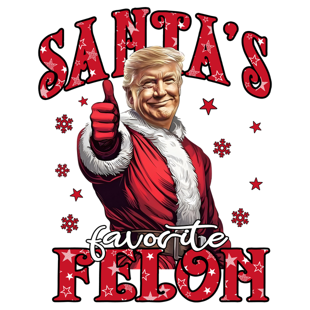 Santa's Fav Felon Trump DTF (direct-to-film) Transfer