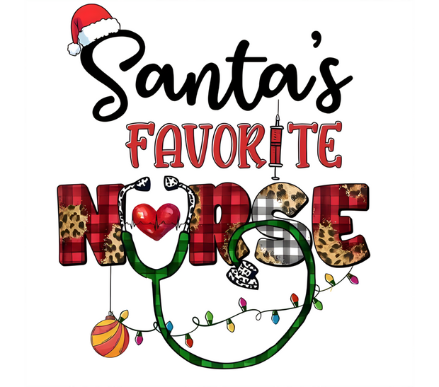 Santa's Favorite Nurse Plaid & Cheetah Print 20 oz Skinny Tumbler Wrap