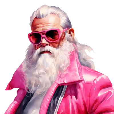 Santa in a Hot Pink Jacket DTF (direct-to-film) Transfer