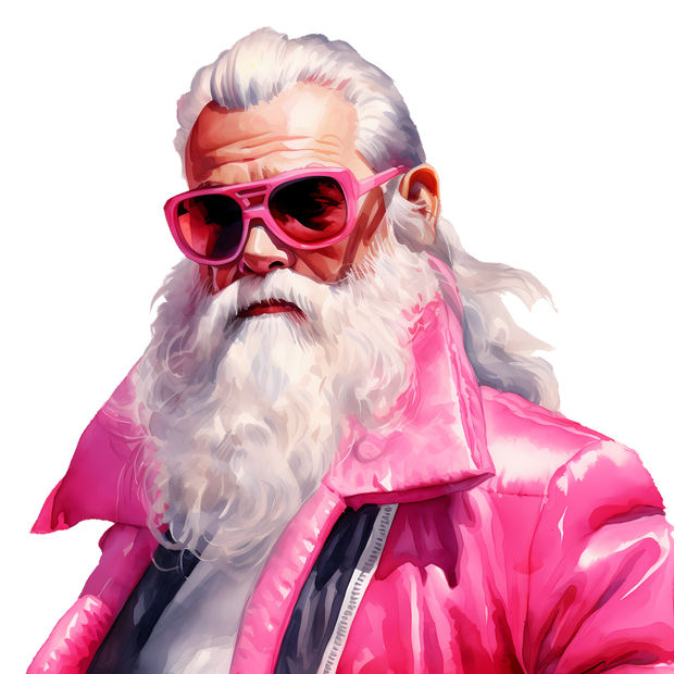 Santa in a Hot Pink Jacket DTF (direct-to-film) Transfer