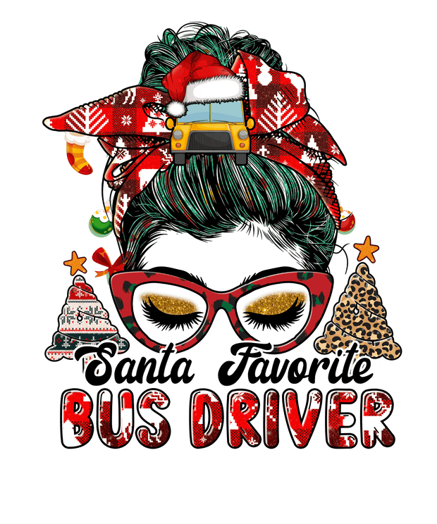 Santa's Favorite Bus Driver DTF (direct-to-film) Transfer