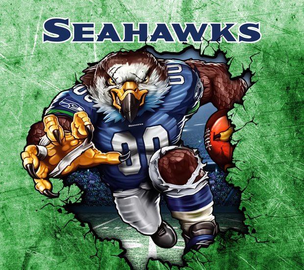 Seattle Seahawks With Animated Football Player UV-DTF 20 oz Skinny Tumbler Wrap