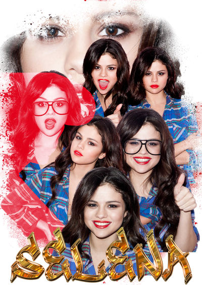 Selena Tongue Out Glasses Red & Blue DTF (direct-to-film)