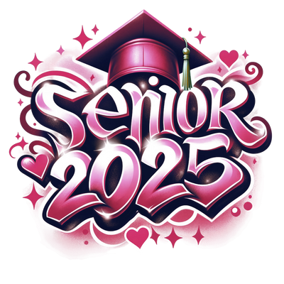 Senior 2025 Airbrush Pink & White DTF (direct-to-film) Transfer