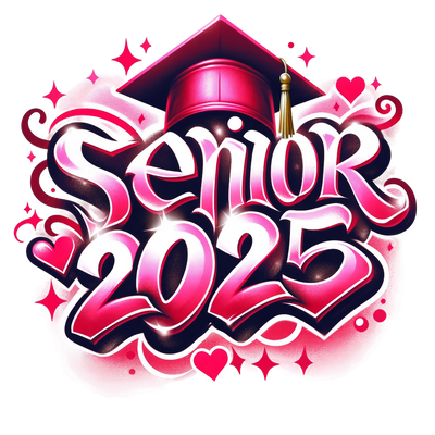 Senior 2025 Airbrush Red & White DTF (direct-to-film) Transfer