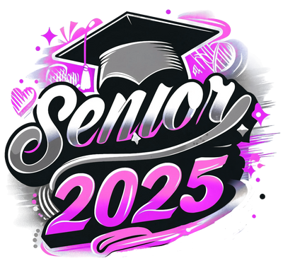 Senior 2025 Airbrushed Black & Purple DTF (direct-to-film) Transfer