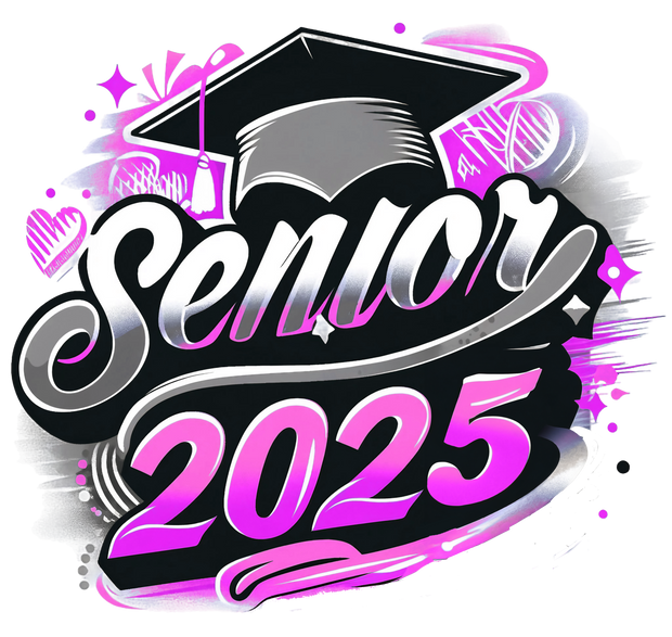 Senior 2025 Airbrushed Black & Purple DTF (direct-to-film) Transfer