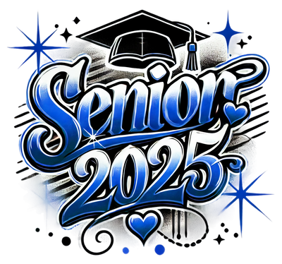 Senior 2025 Airbrushed Blue DTF (direct-to-film) Transfer