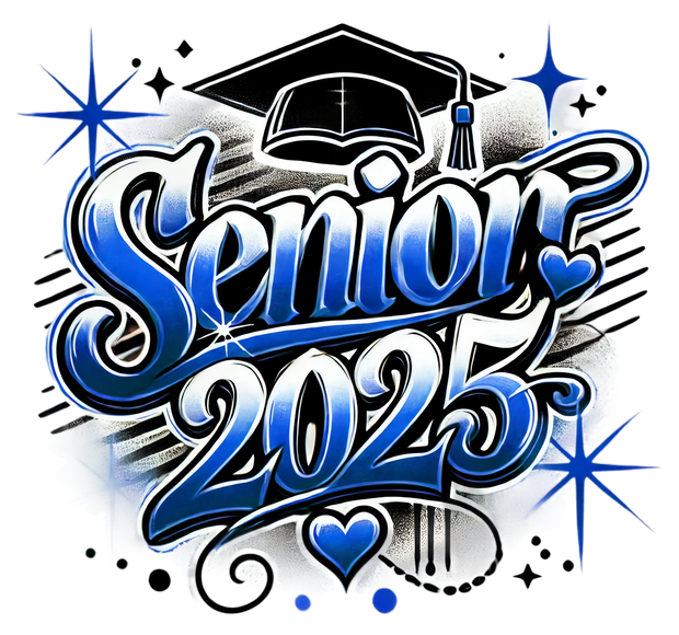 Senior 2025 Airbrushed Blue DTF (direct-to-film) Transfer