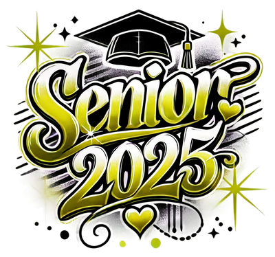 Senior 2025 Airbrushed Gold DTF (direct-to-film) Transfer